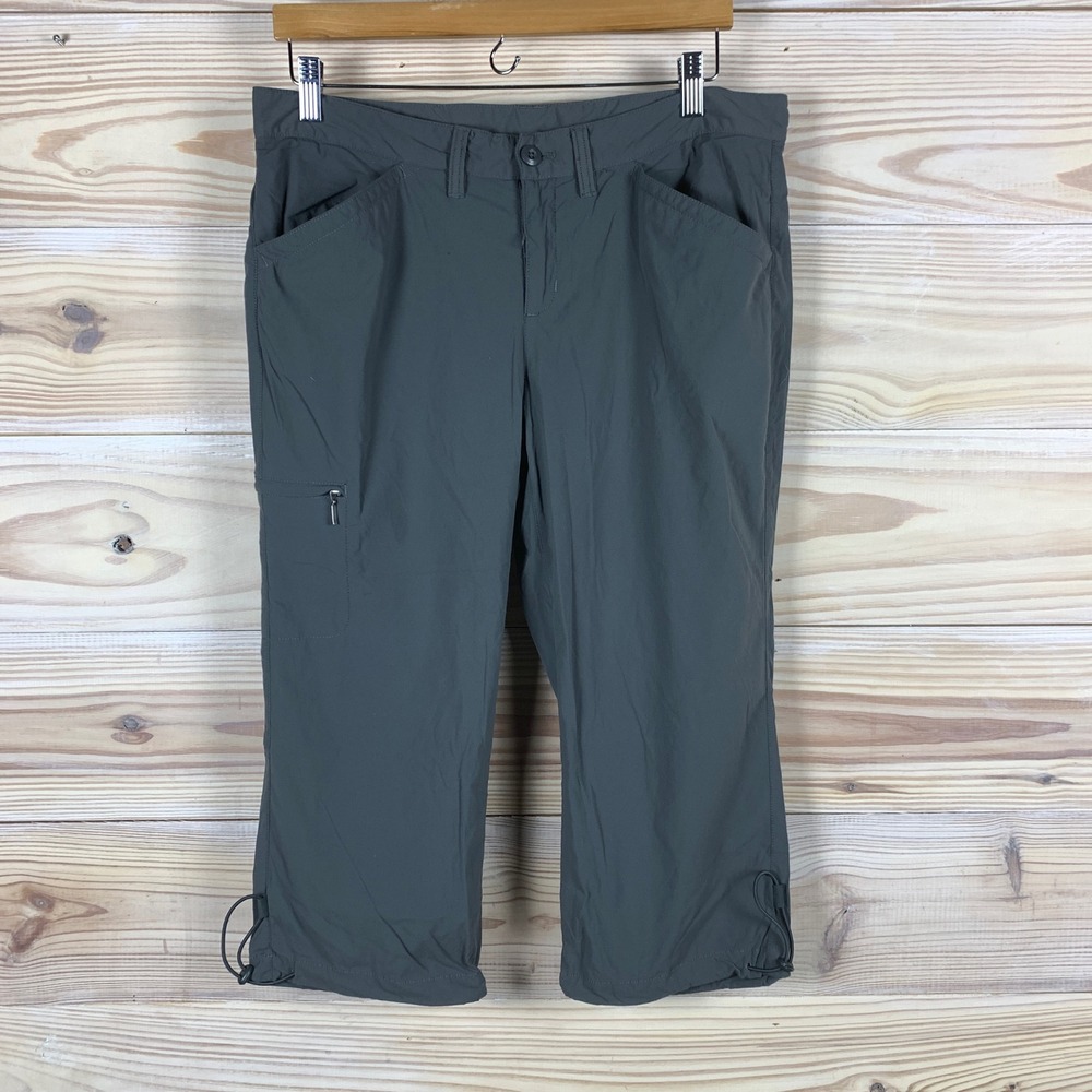 Eddie Bauer Travex Pants Womens 10 Gray Cropped Hiking‎ Stretch Cargo Gorpcore
